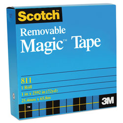 Scotch™ Removable Tape, 1 in Core, 0.75 in x 36 yds, Transparent