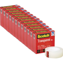 Scotch™ Transparent Tape, 1 in Core, 12 Rolls/PK, 3/4 in x 1296 in
