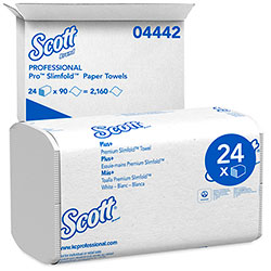 Scott® Control Hand Towels Slimfold (04442) with Fast-Drying Absorbency Pockets, White, 90 Towels / Clip, 24 Packs / Case (KCC04442)