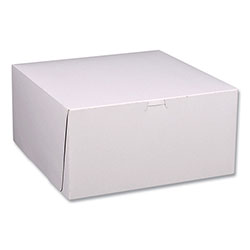 SCT White One-Piece Non-Window Bakery Boxes, Standard, 12 x 12 x 6, White/Kraft, Paper, 50/Bundle