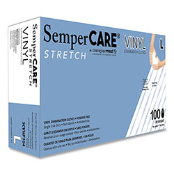 SemperCare® Stretch Vinyl Examination Gloves, Cream, Large, 100/Box