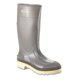 Servus PRO+® PVC Steel Toe Boots, 15 in H, Size 11, Gray/Yellow/Beige
