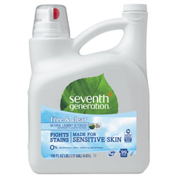 Seventh Generation Natural 2X Concentrate Liquid Laundry Detergent, Free and Clear, 99 loads, 150 oz Bottle, 4 Bottle per Case