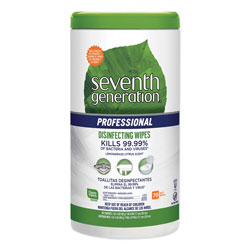 Seventh Generation Professional Disinfecting Multi-Surface Wipes, 8 x 7, Lemongrass Citrus, 70 Wipes per Canister, 6 Canisters per Case