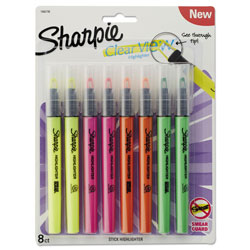 Sharpie® Clearview Pen-Style Highlighter, Chisel Tip, Assorted Colors, 8/Pack (SAN1966798)