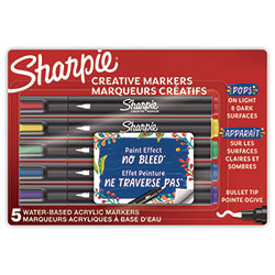 Sharpie® Creative Markers, Medium Bullet Tip, Assorted Colors, 5/Pack