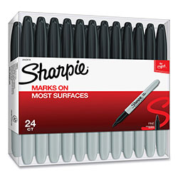Sharpie® Fine Tip Permanent Marker, Fine Bullet Tip, Black, 24/Pack