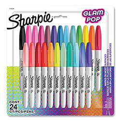 Sharpie® Fine Tip Permanent Marker, Fine Bullet Tip, Assorted 80s Glam Colors, 24/Pack