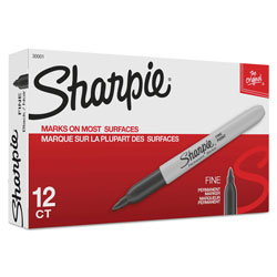 Sharpie® Fine Tip Permanent Marker, Black, Dozen (SAN30001)