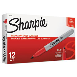 Sharpie® Fine Tip Permanent Marker, Red, Dozen (SAN30002)