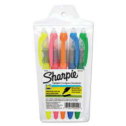 Sharpie® Liquid Pen Style Highlighters, Chisel Tip, Assorted Colors, 5/Set (SAN24575PP)