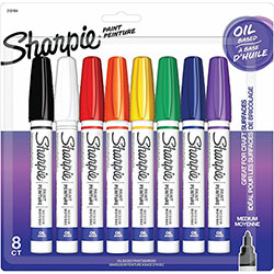 Sharpie® Oil-Based Paint Markers, Medium Marker Point, Assorted Oil Based Ink, Metal Barrel, 8/Pack