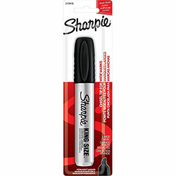 Sharpie® Permanent Marker, Chisel Marker Point Style, Black, Aluminum, Plastic Barrel, Felt Tip, 6/Pack