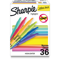 Sharpie® Pocket Style Highlighters, Assorted Ink Colors, Chisel Tip, Assorted Barrel Colors, 36/Pack