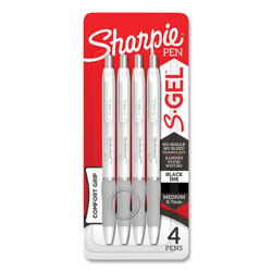 Sharpie® S-Gel Fashion Barrel Gel Pen, Retractable, Medium 0.7 mm, Black Ink, Pearl White Barrel, 4/Pack