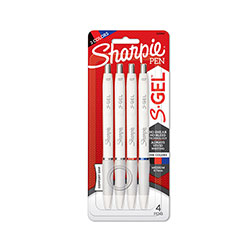 Sharpie® S-Gel Fashion Barrel Pen, Retractable, Medium 0.7 mm, Assorted Color Ink, White Barrel, 4/Pack