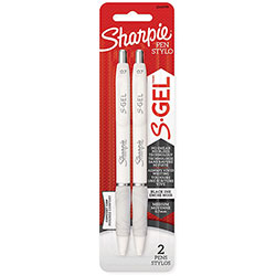Sharpie® S-Gel Pen - Medium Pen Point - 0.7 mm Pen Point Size - Retractable - Black - White Barrel - 2 / Pack