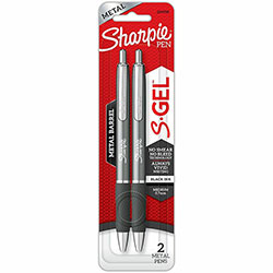 Sharpie® S-Gel Pens, 0.7 mm Pen Point Size, Black, Gunmetal Barrel, 2/Pack