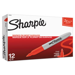 Sharpie® Super Permanent Marker, Fine Bullet Tip, Red, Dozen