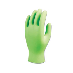 Showa 7705PFT Disposable Nitrile Gloves, Powder Free, 4 mil, Medium, Fluorescent Green