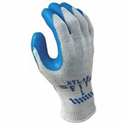 Showa ATLAS® 300 General Purpose Latex Coated Fingers/Palm Gloves, Medium, Blue/Gray