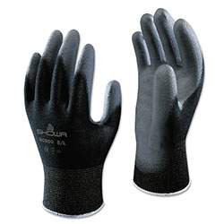 Showa Hi-Tech Polyurethane Coated Gloves, Large , Black/Gray