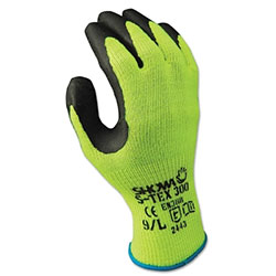 Showa S-Tex 300 Rubber Palm-Coated Gloves, Large , Black/Hi-Viz Yellow