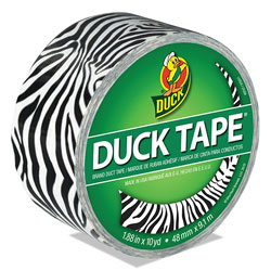 ShurTech Brands LLC Colored Duct Tape, 3 in Core, 1.88 in x 10 yds, Black/White Zebra