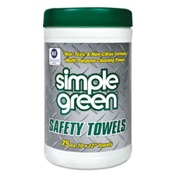 Simple Green Safety Towels, 10 x 11 3/4, 75/Canister, 6 per Carton