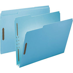 Smead 1/3 Tab Cut Letter Recycled Fastener Folder, 8 1/2 in x 11 in, 250 Sheet Capacity, 2 in Expansion, Blue, 25/Box