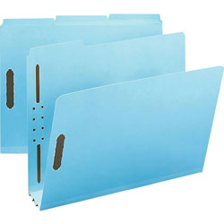 Smead 1/3 Tab Cut Letter Recycled Fastener Folder, 8 1/2 in x 11 in, 350 Sheet Capacity, 3 in Expansion, Blue, 25/Box