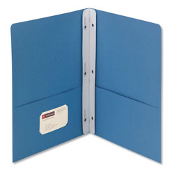 Smead 2-Pocket Folder w/Tang Fastener, Letter, 1/2 in Cap, Blue, 25/Box