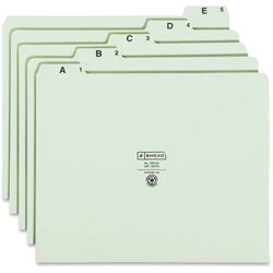 Smead Alphabetic Top Tab Indexed File Guide Set, 1/5-Cut Top Tab, A to Z, 8.5 x 11, Green, 25/Set