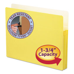 Smead Colored File Pockets, 1.75 in Expansion, Letter Size, Yellow