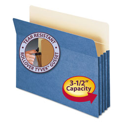 Smead Colored File Pockets, 3.5 in Expansion, Letter Size, Blue