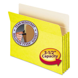 Smead Colored File Pockets, 3.5 in Expansion, Letter Size, Yellow