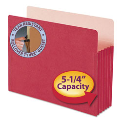 Smead Colored File Pockets, 5.25 in Expansion, Letter Size, Red