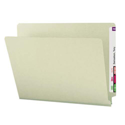 Smead Extra-Heavy Recycled Pressboard End Tab Folders, Straight Tab, 1 in Expansion, Letter Size, Gray-Green, 25/Box