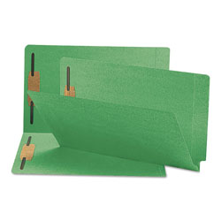 Smead Heavyweight Colored End Tab Folders with Two Fasteners, Straight Tab, Legal Size, Green, 50/Box