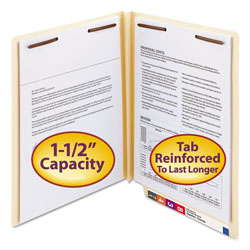 Smead Manila End Tab 2-Fastener Folders with Reinforced Tabs, 1.5" Expansion, Straight Tab, Letter Size, 14 pt. Manila, 50/Box (SMD34276)