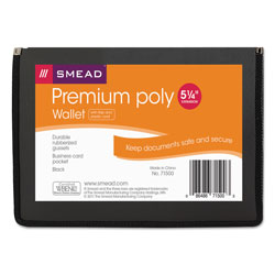 Smead Poly Premium Wallets, 5.25 in Expansion, 1 Section, Letter Size, Black