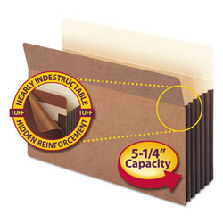 Smead Redrope TUFF Pocket Drop-Front File Pockets w/ Fully Lined Gussets, 5.25" Expansion, Legal Size, Redrope, 10/Box (SMD74390)