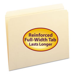 Smead Reinforced Tab Manila File Folders, Straight Tab, Letter Size, 11 pt. Manila, 100/Box (SMD10310)