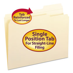 Smead Reinforced Tab Manila File Folders, 1/3-Cut Tabs, Right Position, Letter Size, 11 pt. Manila, 100/Box (SMD10337)