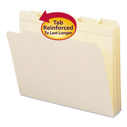 Smead Reinforced Tab Manila File Folders, 1/5-Cut Tabs, Letter Size, 11 pt. Manila, 100/Box (SMD10356)