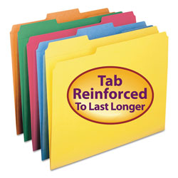 Smead Reinforced Top Tab Colored File Folders, 1/3-Cut Tabs, Letter Size, Assorted, 100/Box (SMD11993)