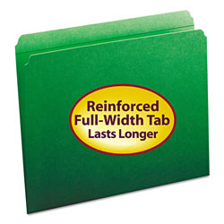 Smead Reinforced Top Tab Colored File Folders, Straight Tab, Letter Size, Green, 100/Box (SMD12110)