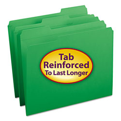 Smead Reinforced Top Tab Colored File Folders, 1/3-Cut Tabs, Letter Size, Green, 100/Box (SMD12134)