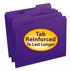 Smead Reinforced Top Tab Colored File Folders, 1/3-Cut Tabs, Letter Size, Purple, 100/Box (SMD13034)