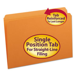 Smead Reinforced Top Tab Colored File Folders, Straight Tab, Legal Size, Orange, 100/Box (SMD17510)